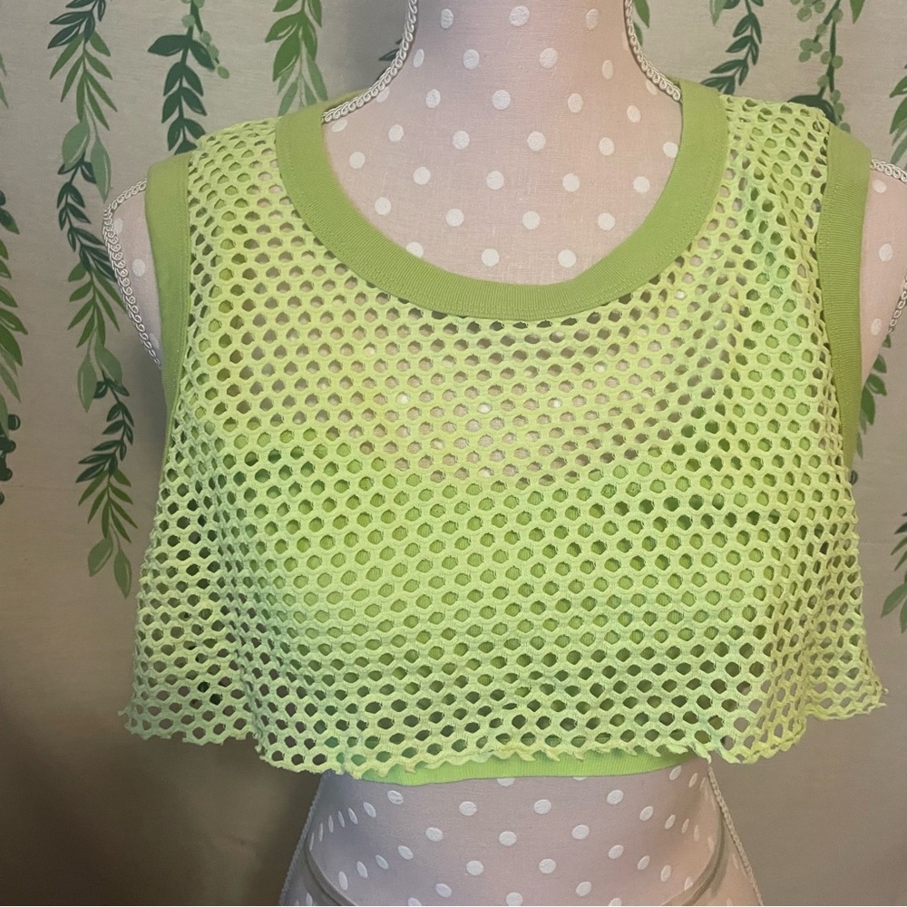 Size M Urban Outfitters Neon Green Fishnet Bra/Crop Top D2